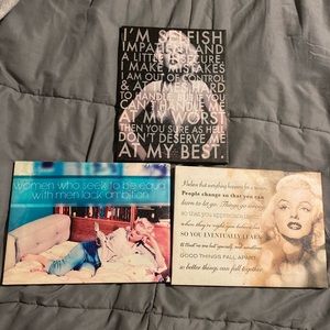 Lot of 3 canvas prints of Marilyn Monroe